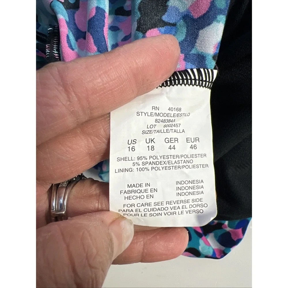 Swim‎ Solutions Watercolor wireless Tankini Top Size 16 V-Neck Swimsuit New $62 - Picture 5 of 7